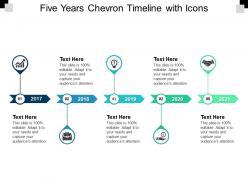 Five years chevron timeline with icons