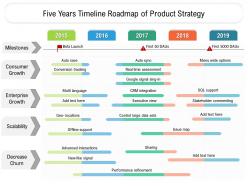 Five years timeline roadmap of product strategy