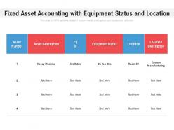 Fixed asset accounting with equipment status and location