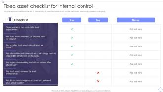 Fixed Asset Checklist For Internal Control Management Of Fixed Asset
