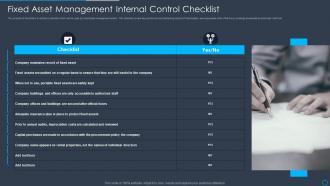 Fixed Asset Management Internal Control Checklist
