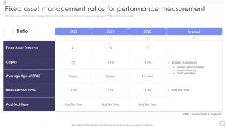 Fixed Asset Management Ratios For Performance Measurement Management Of Fixed Asset