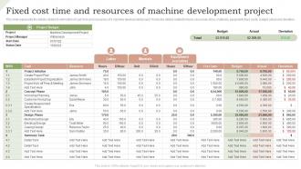 Fixed cost time and resources of machine development project