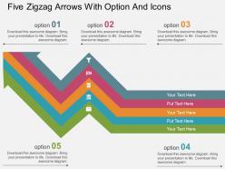 Fj five zigzag arrows with option and icons flat powerpoint design