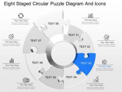 Fk eight staged circular puzzle diagram and icons powerpoint template