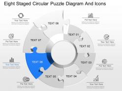 Fk eight staged circular puzzle diagram and icons powerpoint template