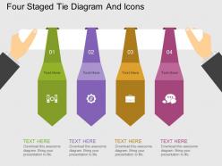 Fk four staged tie diagram and icons flat powerpoint design