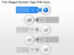 Fl five staged numeric tags with icons powerpoint template