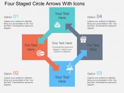 Fl four staged circle arrows with icons flat powerpoint design