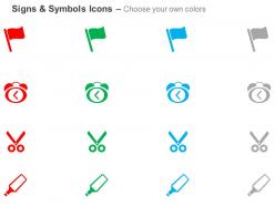 Flag alarm clock scissor service tools ppt icons graphics