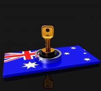 Flag of australia with lock security stock photo