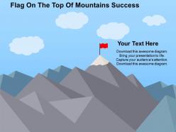 Flag on the top of mountains success flat powerpoint design