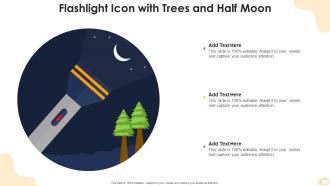 Flashlight icon with trees and half moon