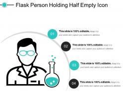 Flask person holding half empty icon