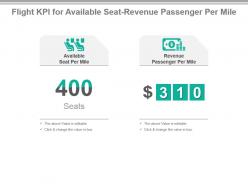Flight kpi for available seat revenue passenger per mile ppt slide