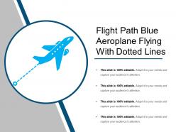 Flight path blue aeroplane flying with dotted lines