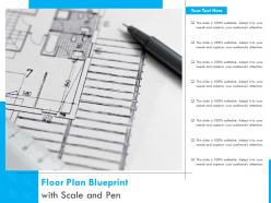 Floor plan blueprint with scale and pen