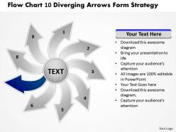 Flow chart 10 diverging arrows form strategy circular network powerpoint slides
