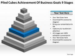Flow chart business piled cubes achievement of goals 9 stages powerpoint slides