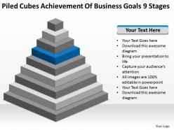 Flow chart business piled cubes achievement of goals 9 stages powerpoint slides