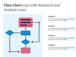 Flow chart icon with research and analysis lines