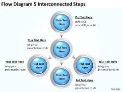 Flow diagram 5 interconnected steps ppt powerpoint slides