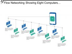 Flow networking showing eight computers connected with server