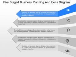 Fm five staged business planning and icons diagram powerpoint template