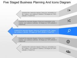 Fm five staged business planning and icons diagram powerpoint template