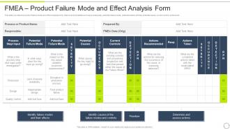 FMEA Method For Evaluating FMEA Product Failure Mode And Effect Analysis Form