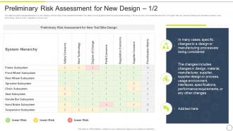 FMEA Method For Evaluating Preliminary Risk Assessment For New Design
