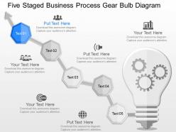 fn Five Staged Business Process Gear Bulb Diagram Powerpoint Template