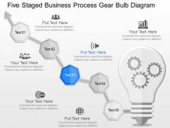 Fn five staged business process gear bulb diagram powerpoint template