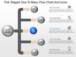 Fn five staged one to many flow chart and icons powerpoint template