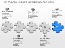 Fo five puzzles logical flow diagram and icons powerpoint template