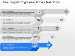 Fo five staged progressive arrows text boxes powerpoint template