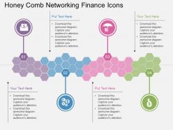 Fo honey comb networking finance icons flat powerpoint design