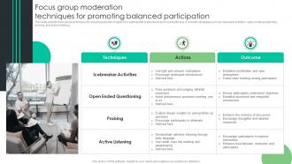 Focus Group Moderation Techniques For Promoting Balanced Participation