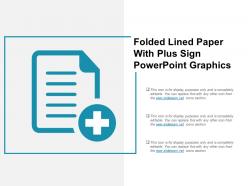Folded lined paper with plus sign powerpoint graphics