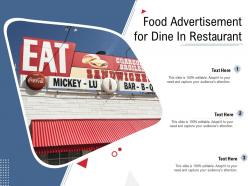 Food advertisement for dine in restaurant