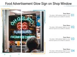 Food advertisement glow sign on shop window