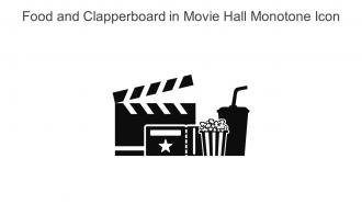 Food And Clapperboard In Movie Hall Monotone Icon In Powerpoint Pptx Png And Editable Eps Format