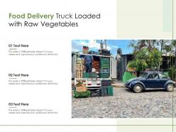 Food delivery truck loaded with raw vegetables infographic template