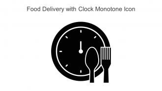 Food Delivery With Clock Monotone Icon In Powerpoint Pptx Png And Editable Eps Format