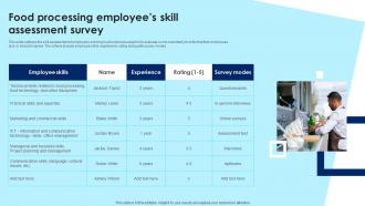 Food Processing Employees Skill Assessment Survey