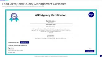 Food Safety And Quality Management Certificate QCP Templates Set 2