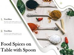 Food spices on table with spoon