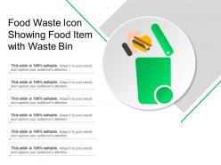 Food waste icon showing food item with waste bin