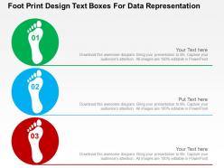 Foot print design text boxes for data representation flat powerpoint design