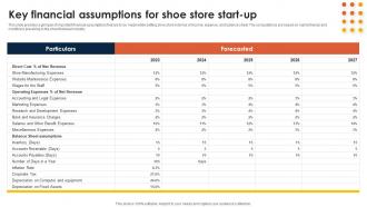 Footwear Industry Business Plan Key Financial Assumptions For Shoe Store Start Up BP SS